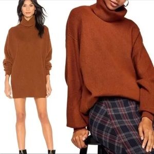 FREE PEOPLE SOFTLY STRUCTURED TUNIC SWEATER - SMALL - TERRACOTTA BROWN